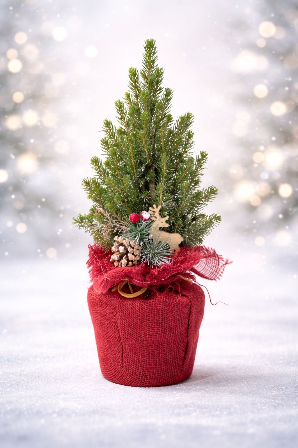 Natural Mini Spruce Tree - Red