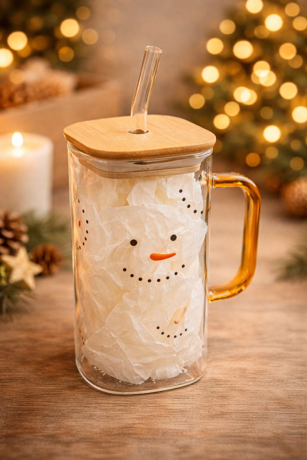 Прозрачный стакан - Снеговик