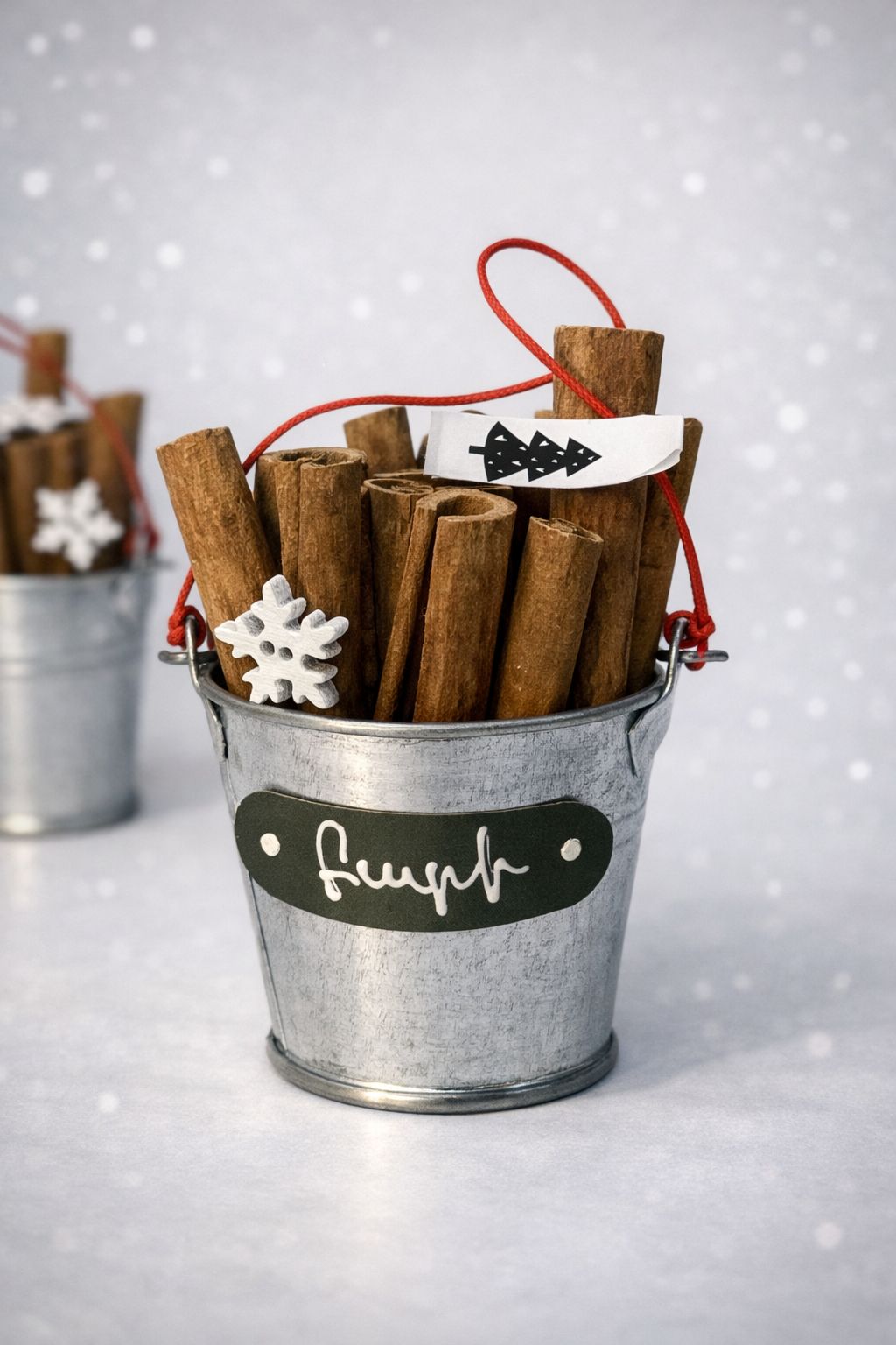 Cinnamon Stick Bucket Ornament - Believe